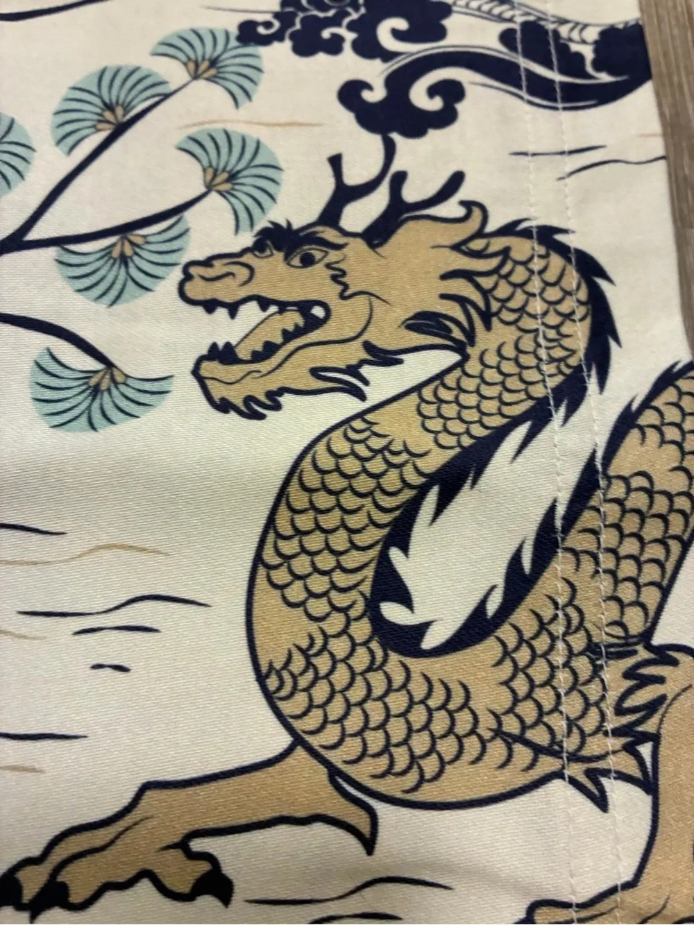 Spoonflower Japanese Village Chinoiserie Pagoda Blue Table Runner
